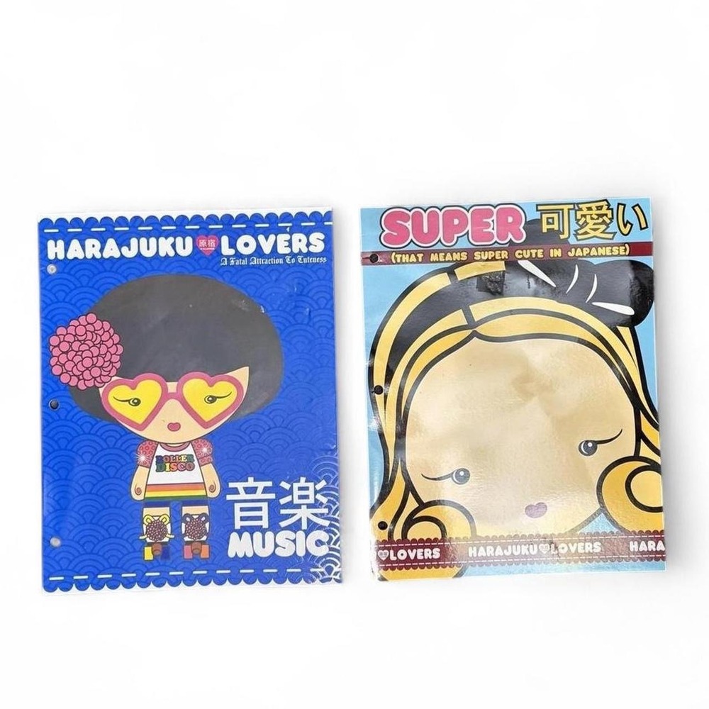 Harajuku Lovers Kids Portfolio Folders Lot Of 2 Music Super Cute School